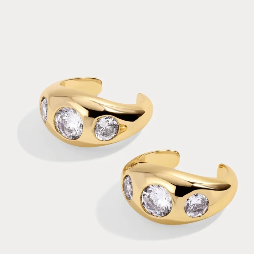 Lili Claspe ADIRA EAR CUFFS Haggies 14k Gold Plated with CZ diamonds New - Picture 2 of 4